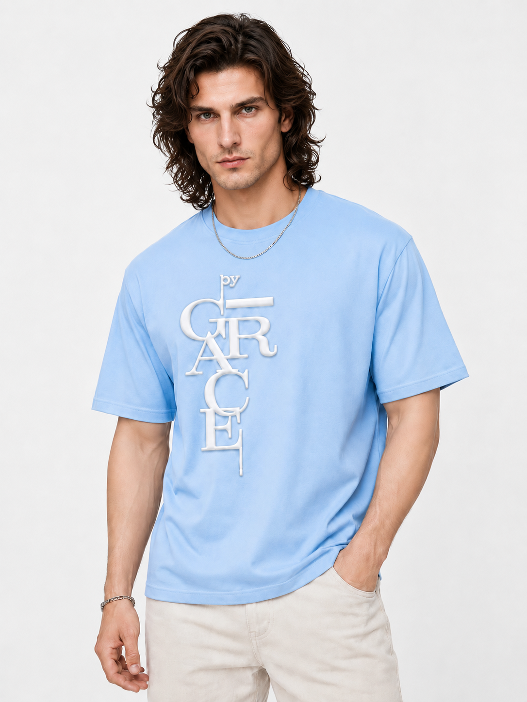 Oversized Puff Print Cotton Lycra T-Shirt – Casual Streetwear Tee for Men