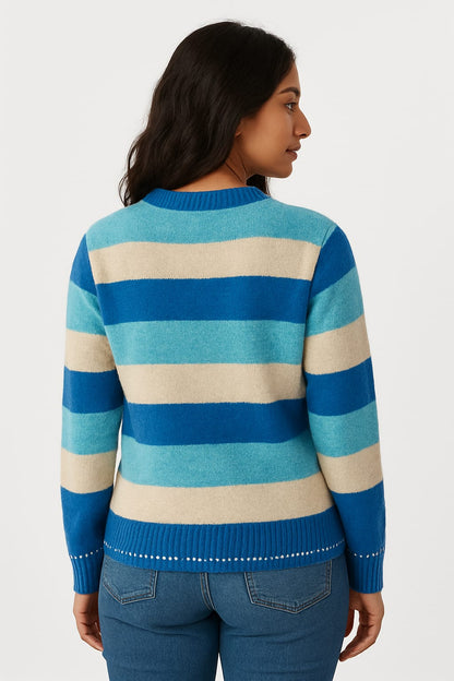 Women’s Striped Butterfly Knit Sweater – Semi Winter Wear (BUTTERFLY-2025)