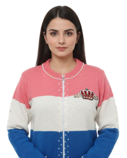 Woman's 100% cotton Stripped Zipper