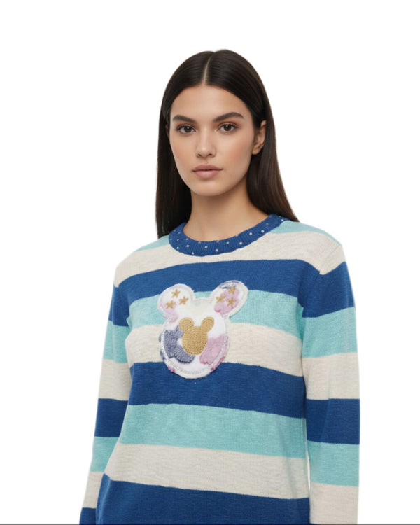 Woman's 100% Cotton Teddy Patch Pullover