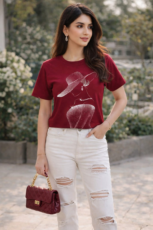 Elegant Cotton Lycra Printed T-Shirt for Women | Casual Stylish Tee