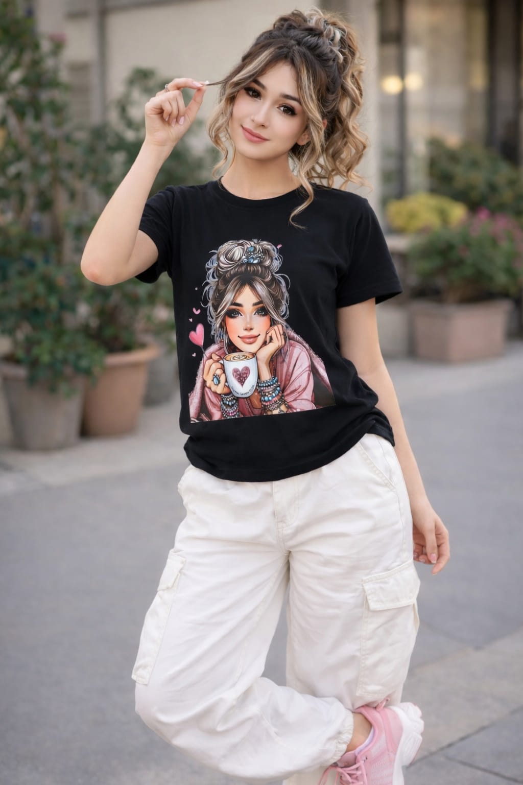 Women’s Cotton Rich Graphic T-Shirt Slim Fit | Casual Printed Tee XS-L