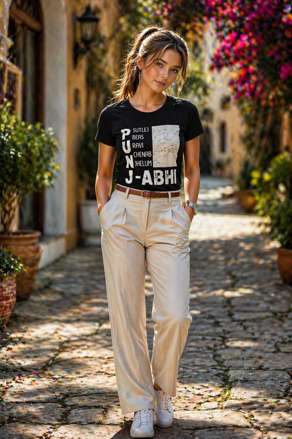 Woman T-Shirt With Trendy Print PUNJAB