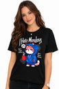 Women’s Cotton Lycra Graphic T-Shirt Slim Fit | Funny Cat Print Tee XS-L