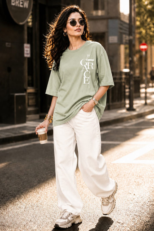 Oversized Puff Print Cotton Lycra T-Shirt – Casual Streetwear Tee for Women | M-2XL