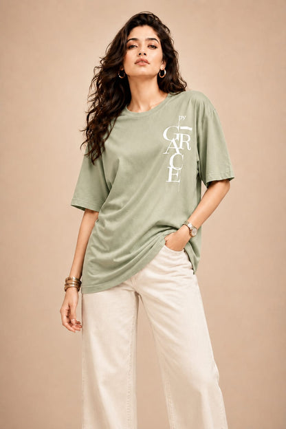 Oversized Puff Print Cotton Lycra T-Shirt – Casual Streetwear Tee for Women | M-2XL