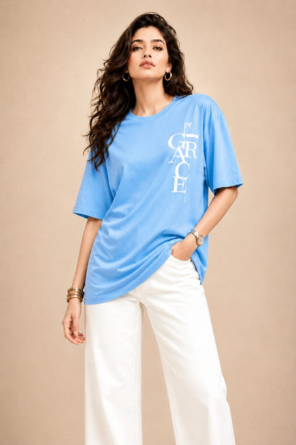 Oversized Puff Print Cotton Lycra T-Shirt – Casual Streetwear Tee for Women | M-2XL