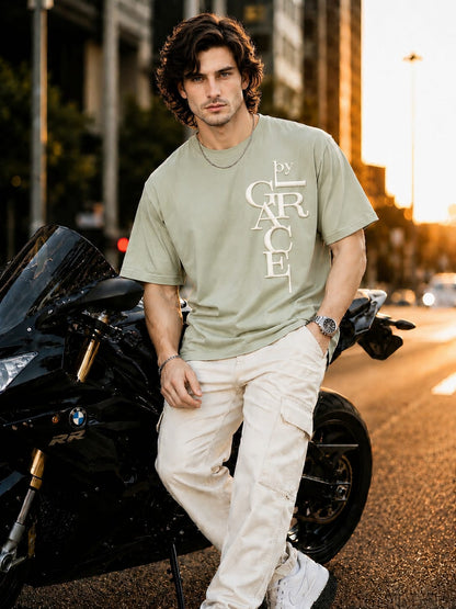 Oversized Puff Print Cotton Lycra T-Shirt – Casual Streetwear Tee for Men