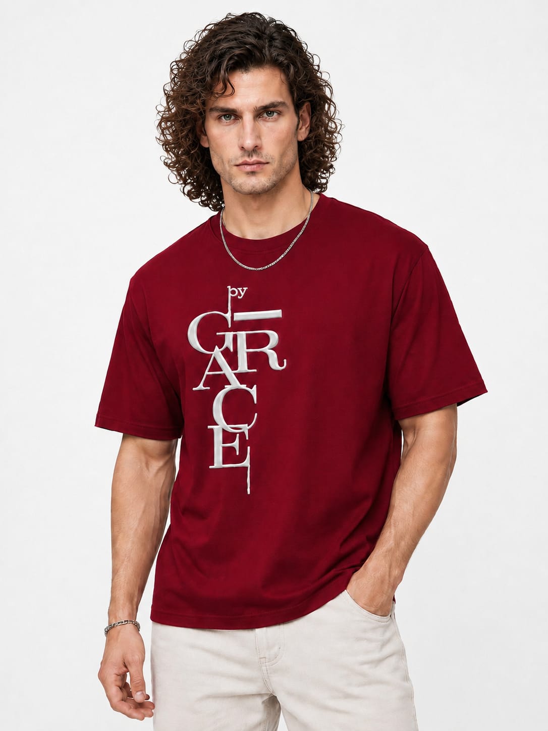 Oversized Puff Print Cotton Lycra T-Shirt – Casual Streetwear Tee for Men
