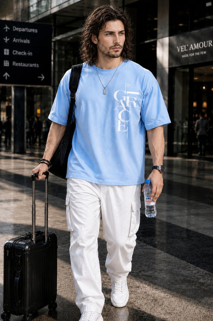 Oversized Puff Print Cotton Lycra T-Shirt – Casual Streetwear Tee for Men
