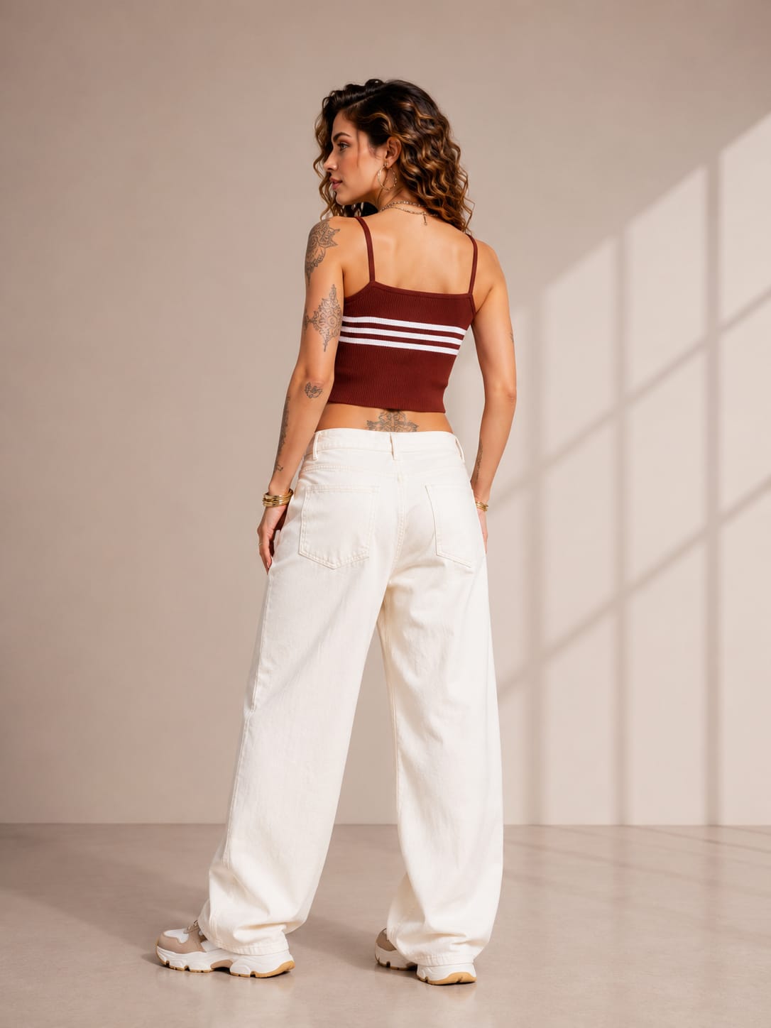 Rust Brown Knitted Crop Top | Sleeveless Striped Summer Tank Top | Stretchable Ribbed Knit Camisole