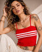 Women's Cotton Knitted Ribbed Stripe Camisole Top – Red | S to XL