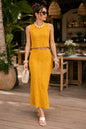 Women's Cotton Knitted Co-Ord Set – Sleeveless Crop Top & Maxi Skirt Set | Yellow | S to 2XL
