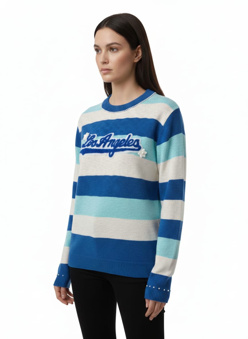 Women’s Striped Los Angeles Patch Sweater – Semi Winter Wear