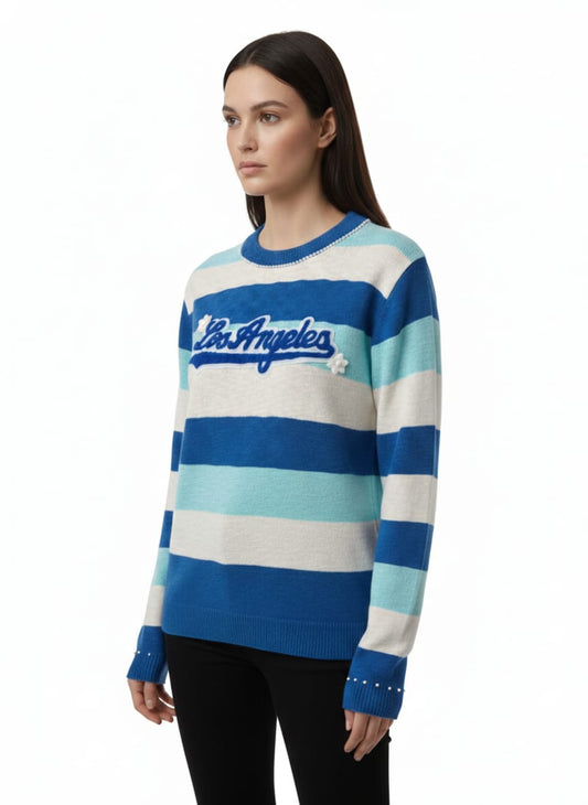 Women’s Striped Los Angeles Patch Sweater – Semi Winter Wear
