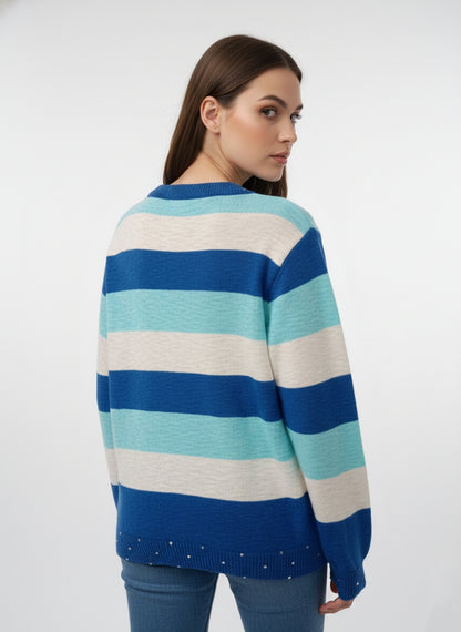 Women’s Striped Los Angeles Patch Sweater – Semi Winter Wear