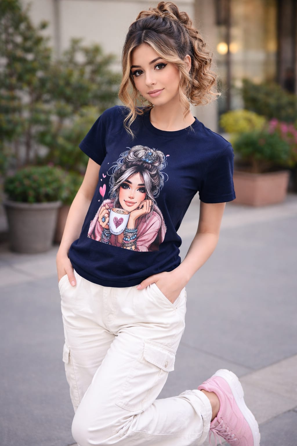 Women’s Cotton Rich Graphic T-Shirt Slim Fit | Casual Printed Tee XS-L