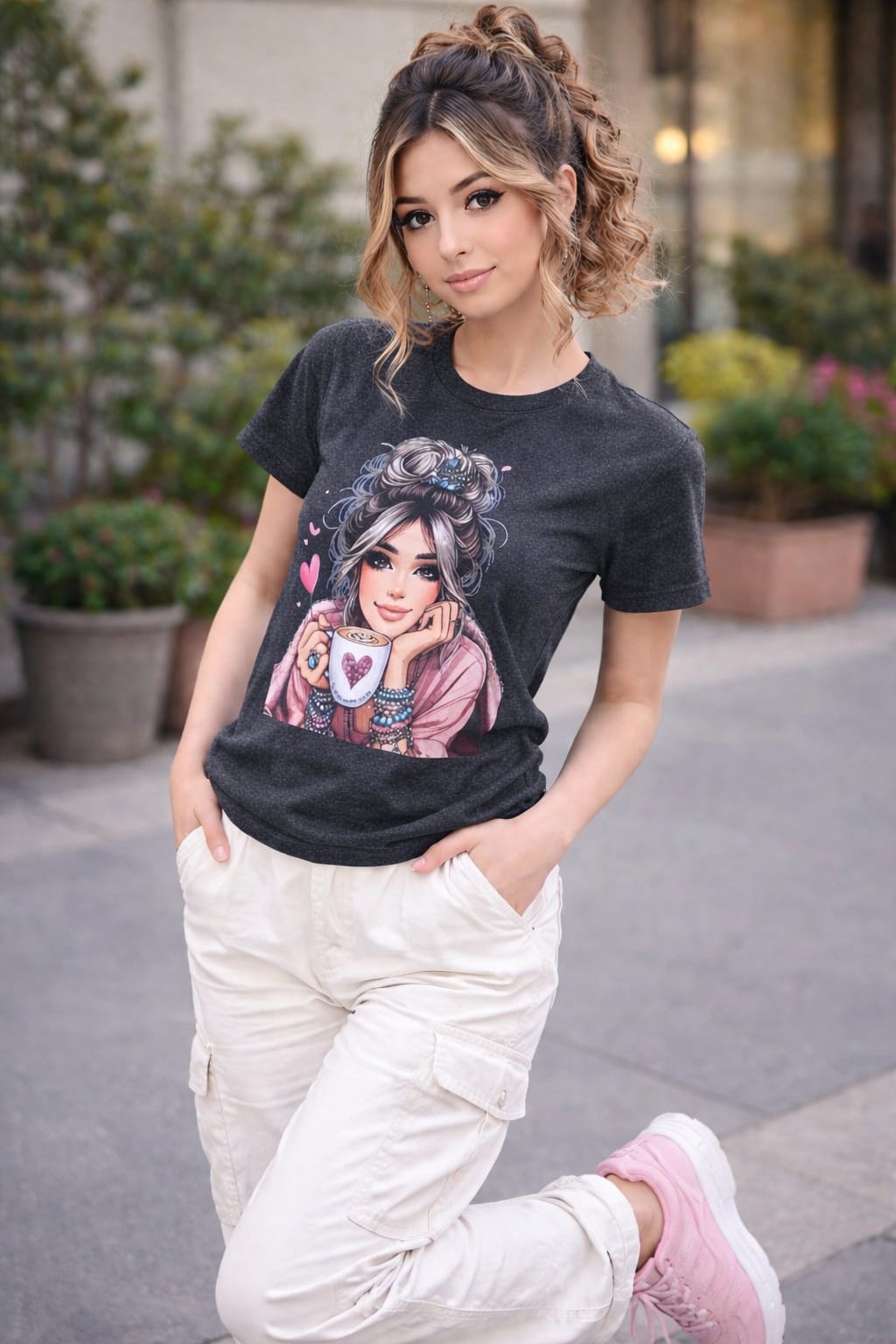 Women’s Cotton Rich Graphic T-Shirt Slim Fit | Casual Printed Tee XS-L