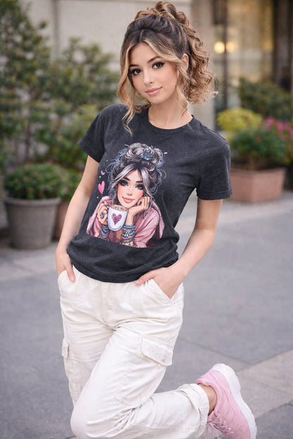 Women’s Cotton Rich Graphic T-Shirt Slim Fit | Casual Printed Tee XS-L