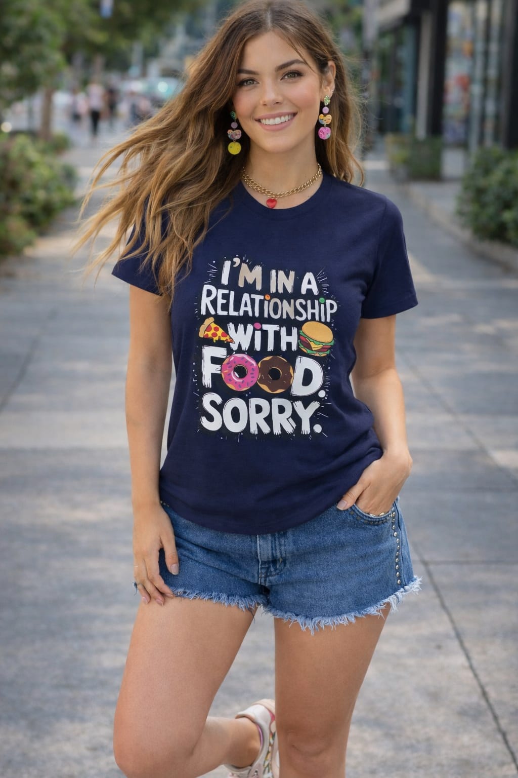 I’m In A Relationship With Food – Women’s Graphic T-Shirt