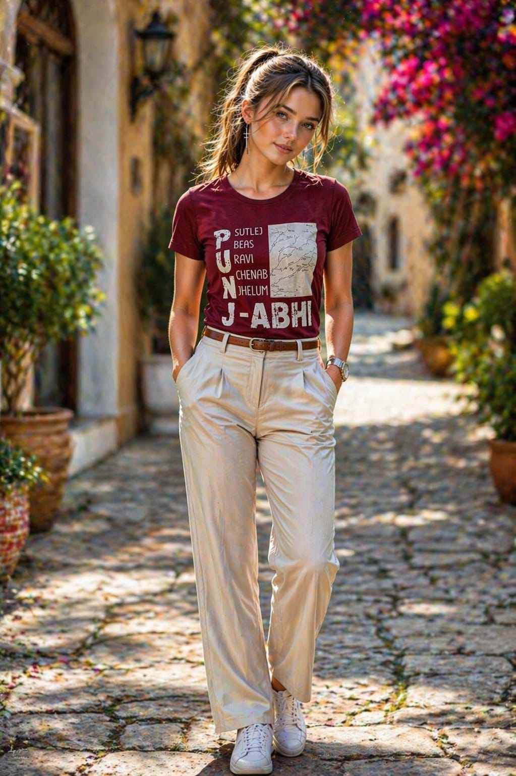 Woman T-Shirt With Trendy Print PUNJAB