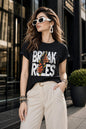 Woman Lycra T-Shirt - Break Rule Graphic Print Slim Fit Tee