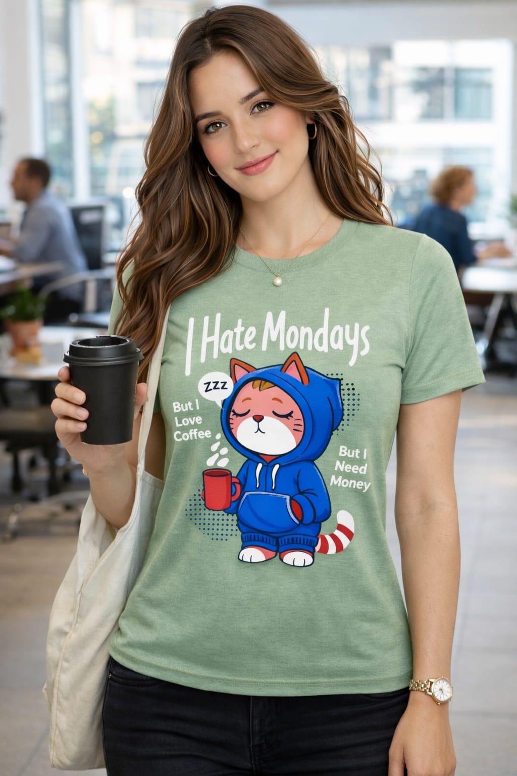 Women’s Cotton Lycra Graphic T-Shirt Slim Fit | Funny Cat Print Tee XS-L