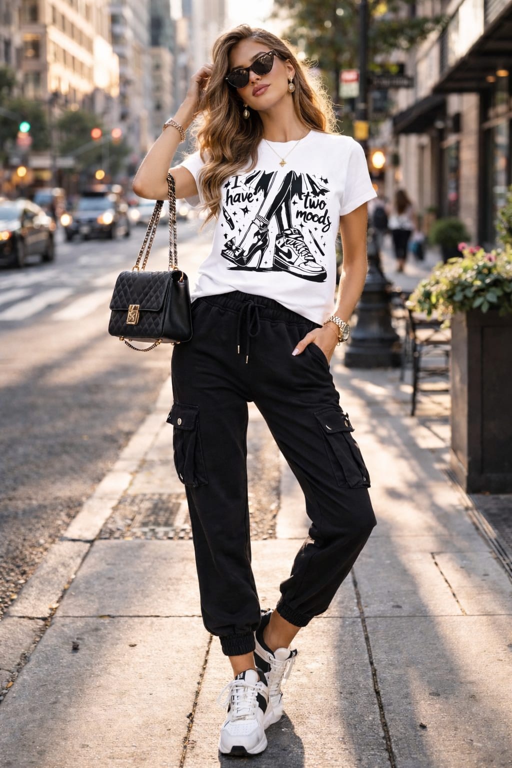 Women’s Cotton Lycra Slim Fit Graphic T-Shirt | “Two Moods” Print Tee | 5 Colors | XS–L