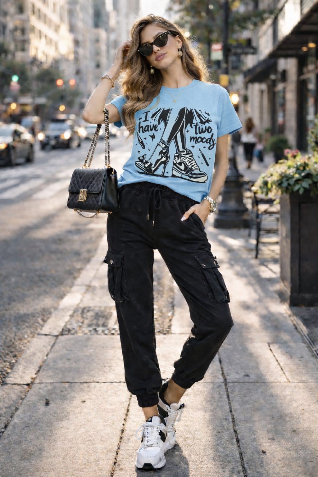Women’s Cotton Lycra Slim Fit Graphic T-Shirt | “Two Moods” Print Tee | 5 Colors | XS–L