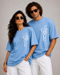 By Grace Couple Oversized Cotton Lycra Puff Print T-Shirt | Matching Round Neck Tee