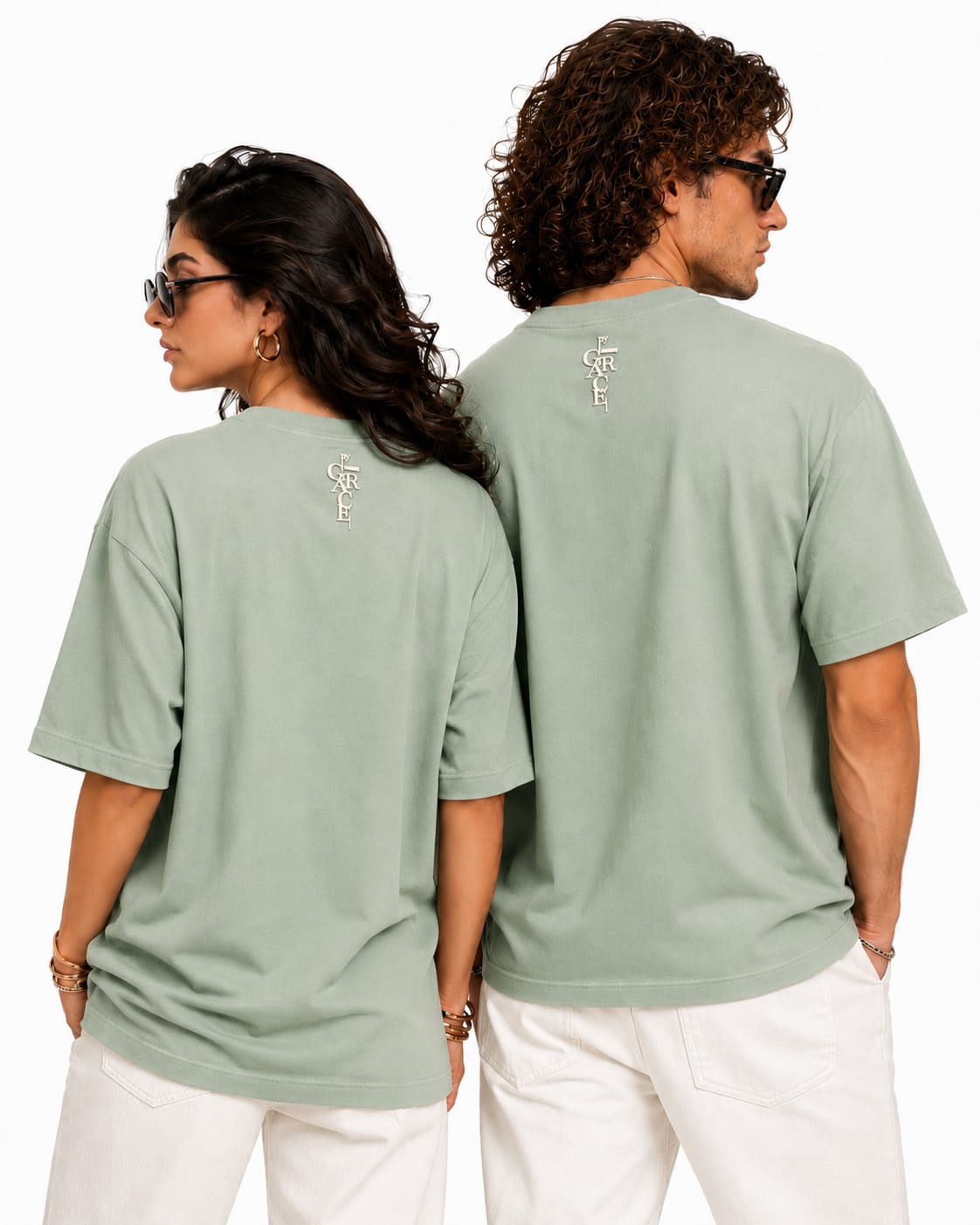 By Grace Couple Oversized Cotton Lycra Puff Print T-Shirt | Matching Round Neck Tee