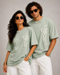By Grace Couple Oversized Cotton Lycra Puff Print T-Shirt | Matching Round Neck Tee