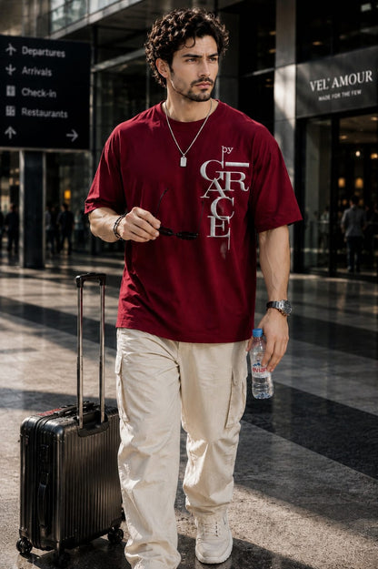 Oversized Puff Print Cotton Lycra T-Shirt – Casual Streetwear Tee for Men